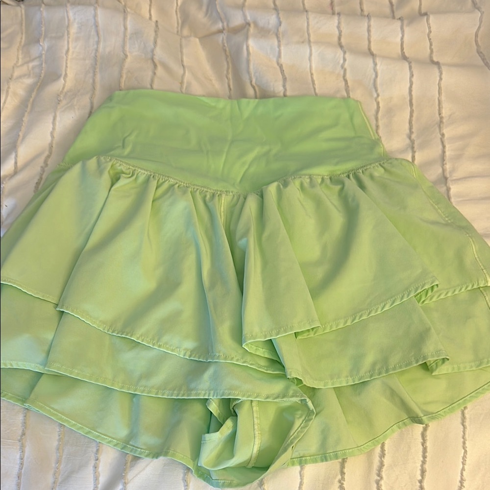 Lime Green Arie Ruffle Shorts
